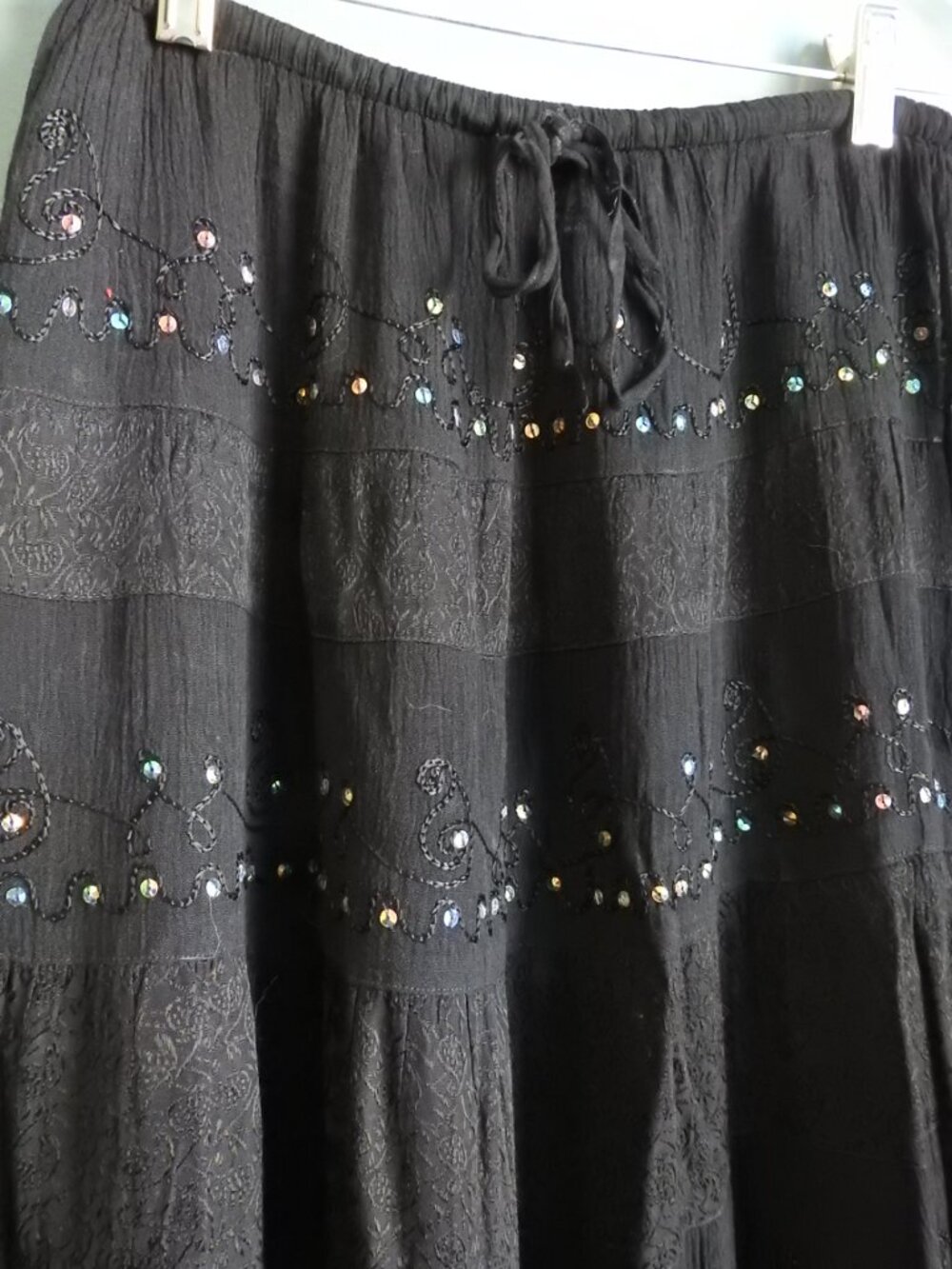 2/$15 Indian Tropical Fashion Women Skirt One Size Crinkle Pleat Ruffle Boho - Picture 3 of 5